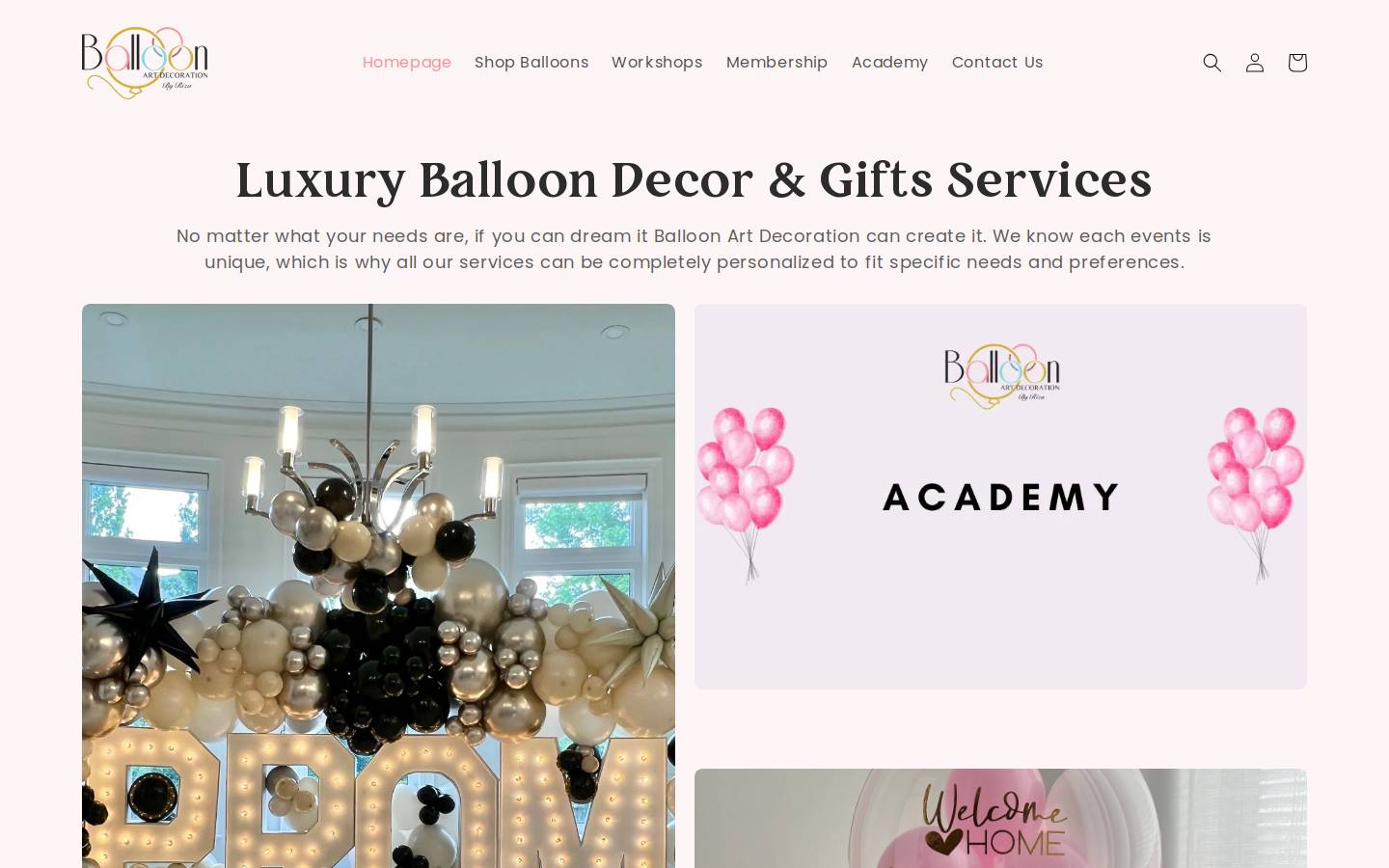 balloonartdecoration.com homepage screenshot