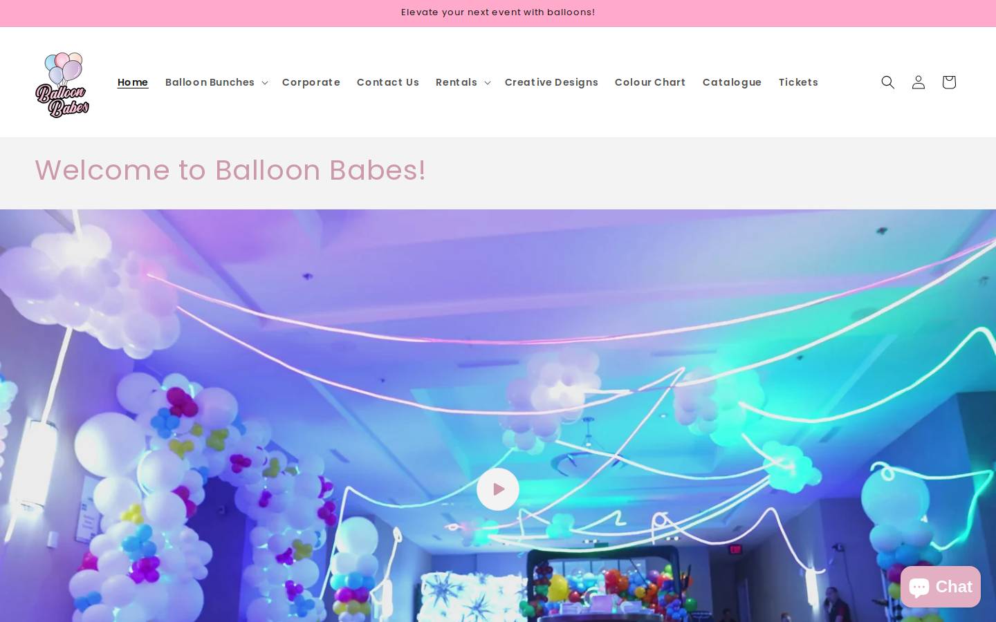balloonbabes.ca homepage screenshot