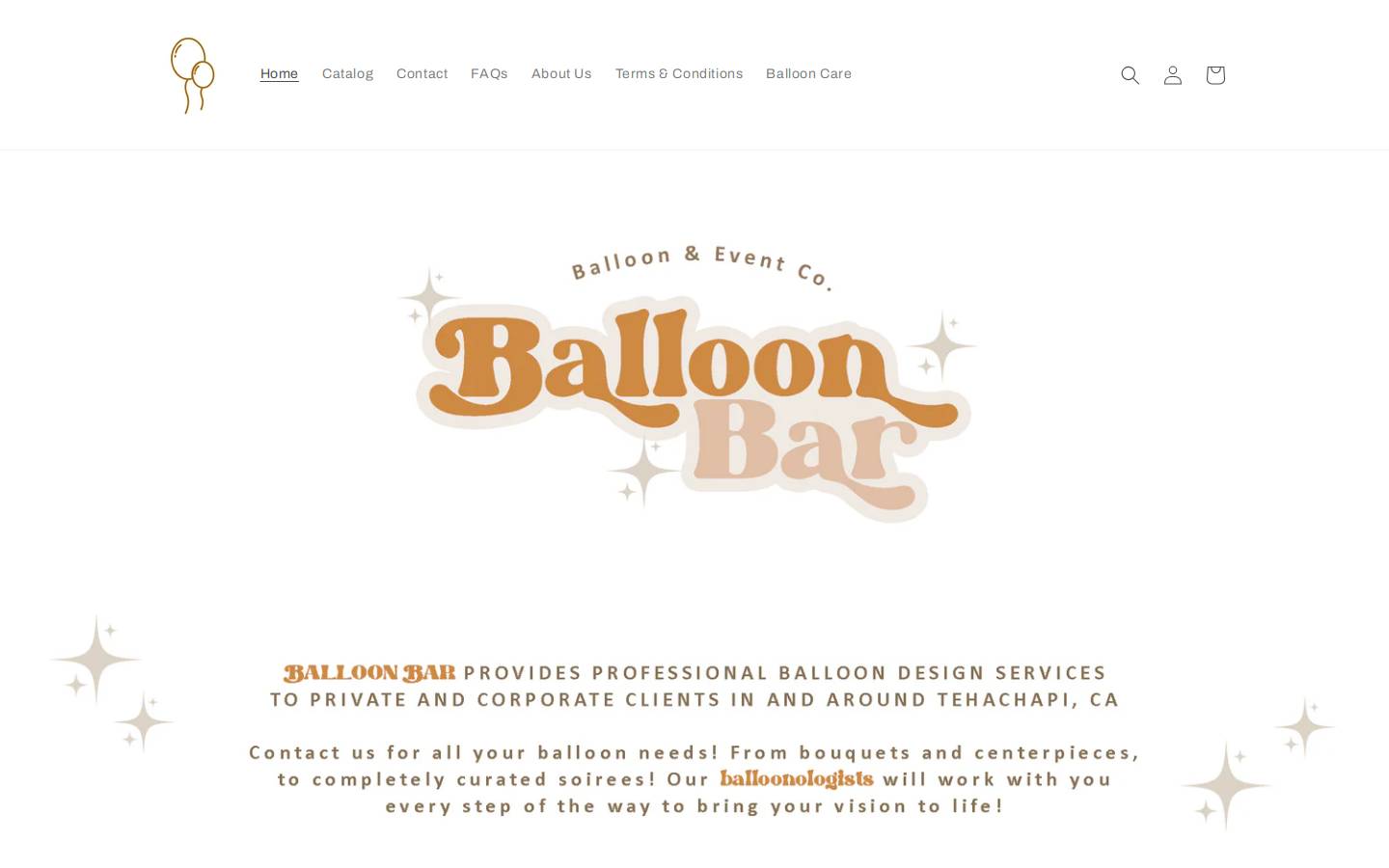 balloonbarevents.com homepage screenshot