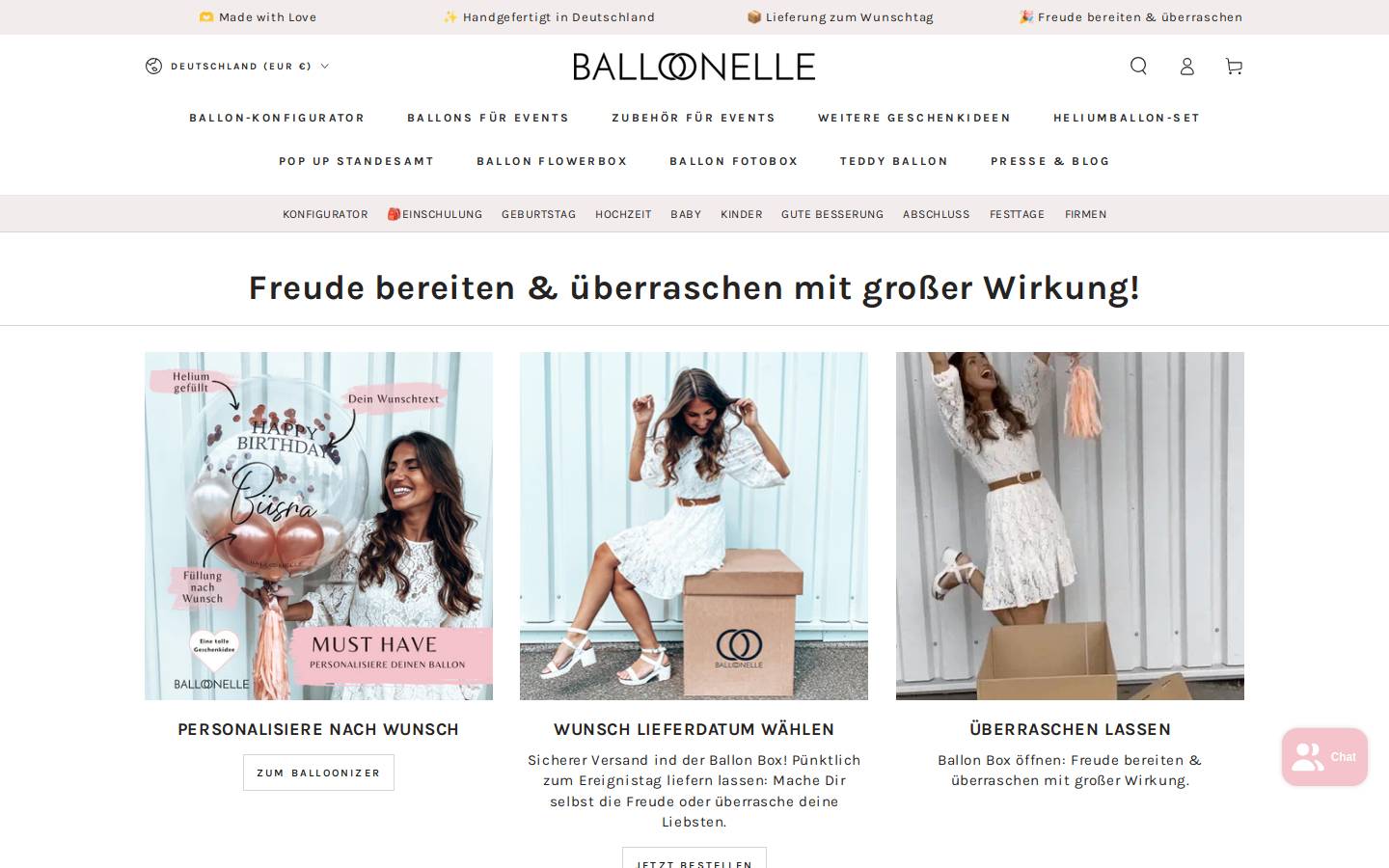 Balloonelle homepage screenshot
