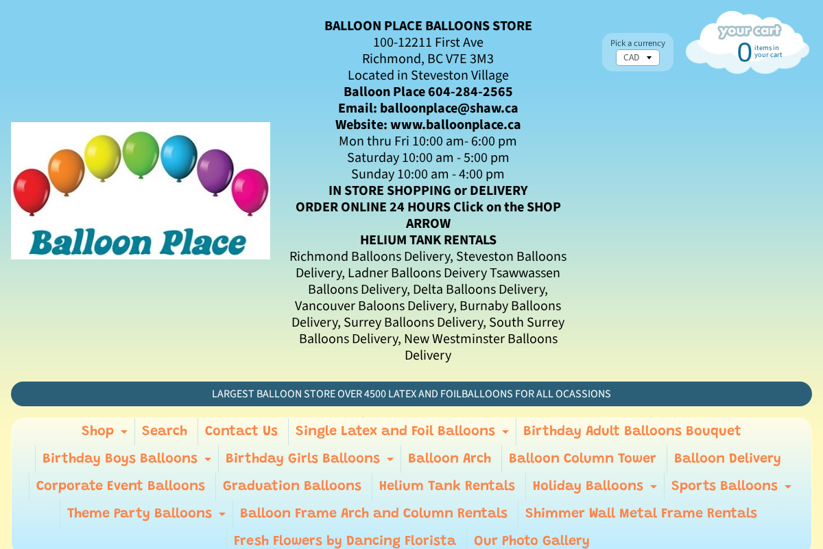 balloonplace.ca homepage screenshot