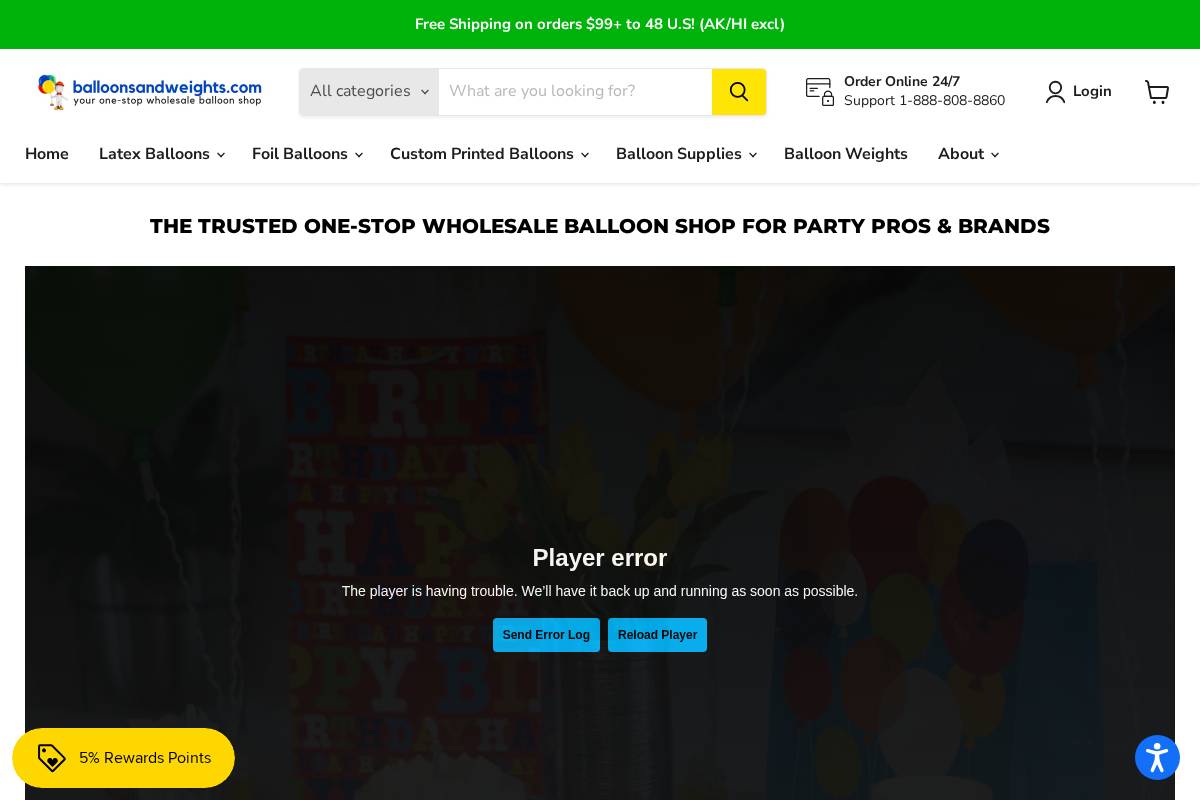 balloonsandweights.com homepage screenshot