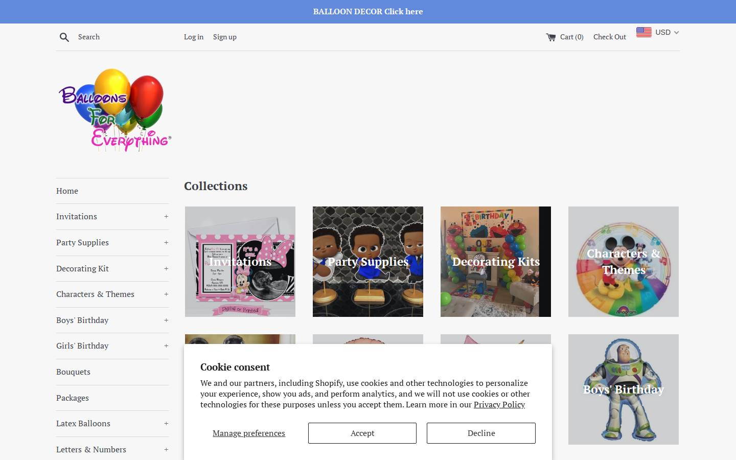 balloonsforeverythingonline.com homepage screenshot