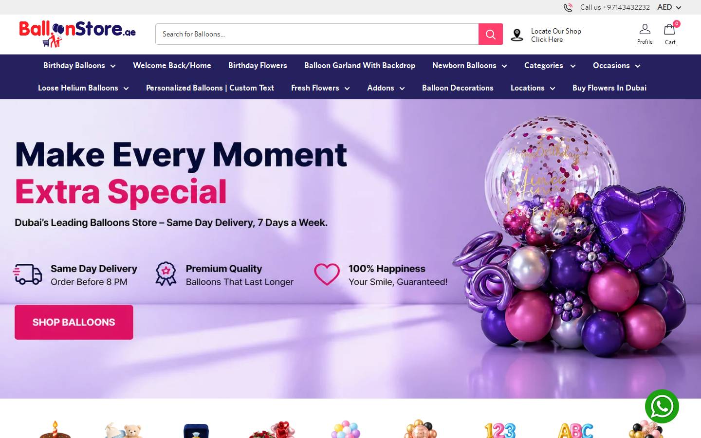 Balloonstore homepage screenshot