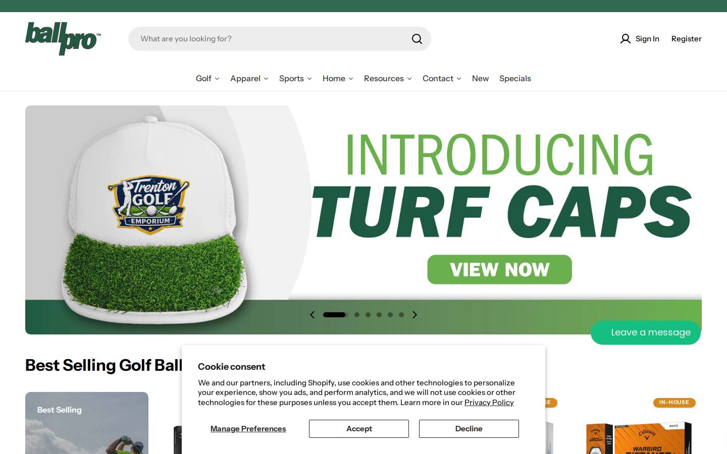 Ballpro homepage screenshot