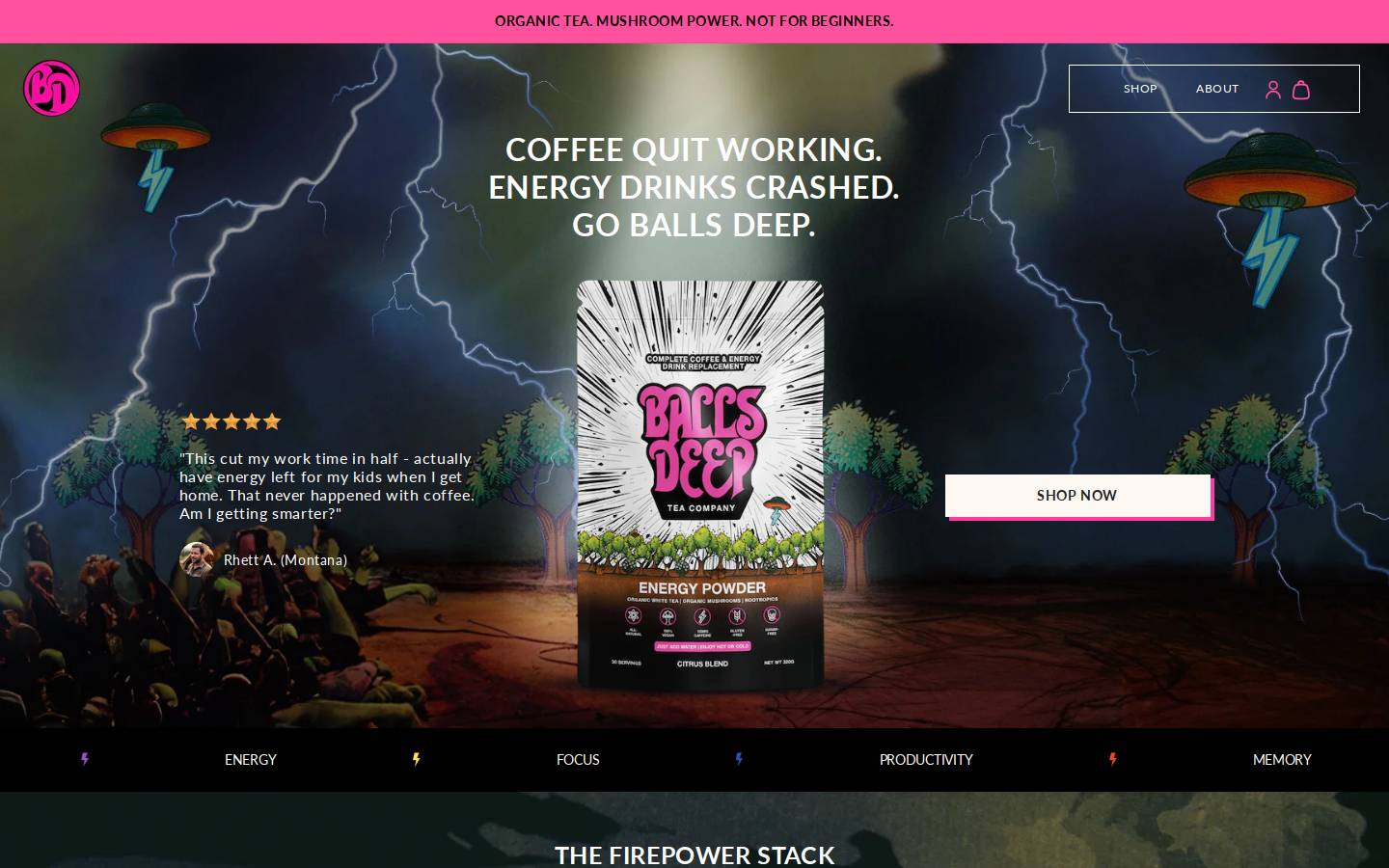 ballsdeeptea.com homepage screenshot