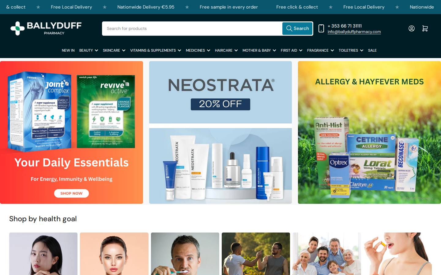 Ballyduff Pharmacy homepage screenshot
