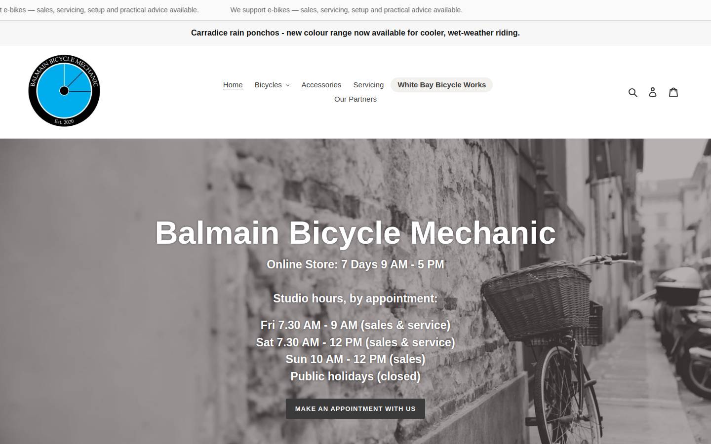 balmainbicyclemechanic.com homepage screenshot