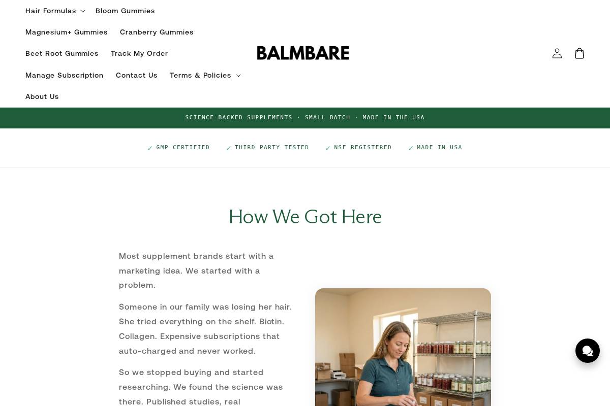balmbare.com homepage screenshot