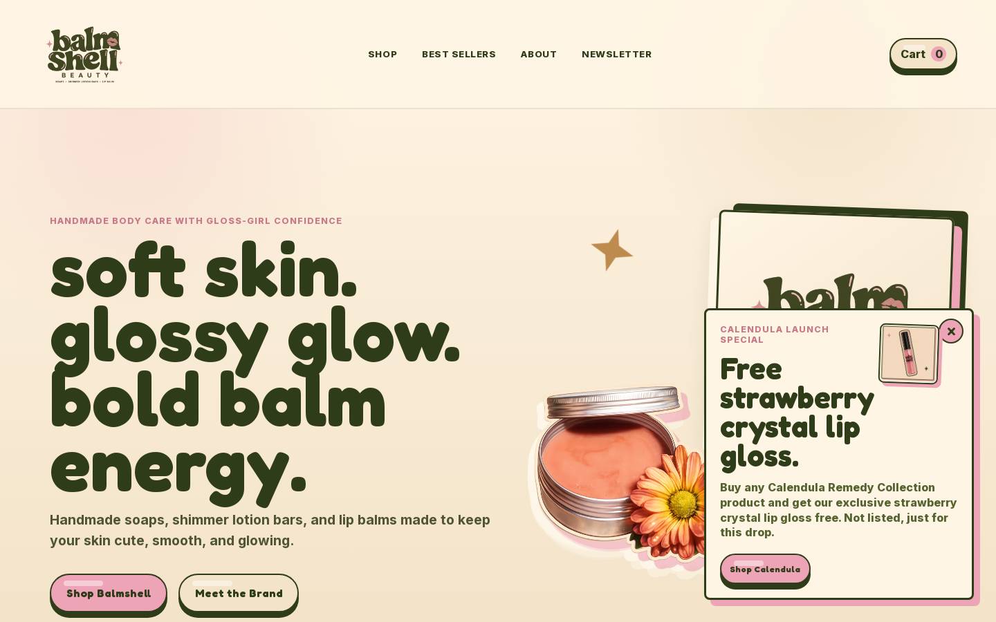 balmshellbeauty.com homepage screenshot