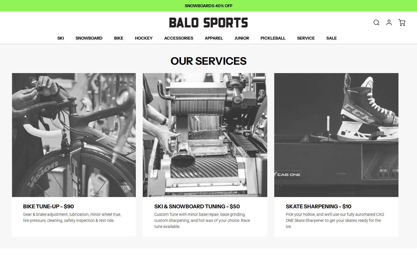 balosports.com homepage screenshot