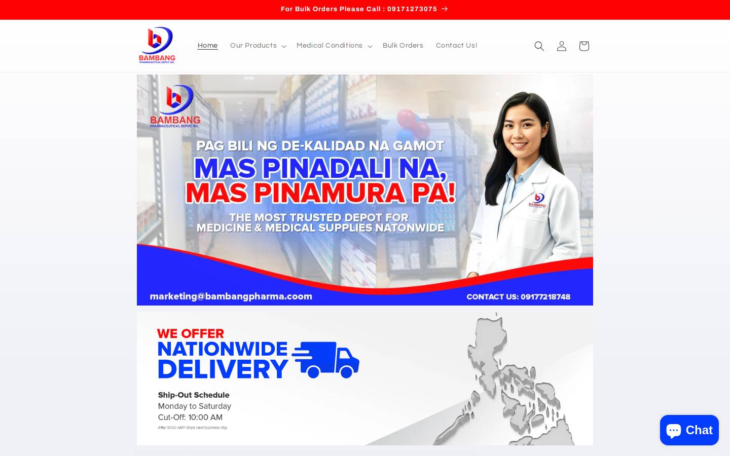 Bambang Pharmaceutical Depot Inc. (E-Commerce) homepage screenshot