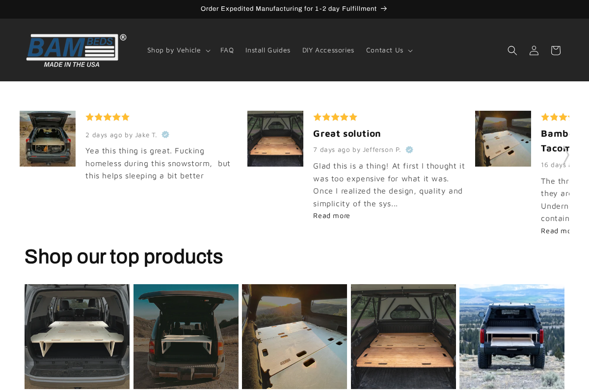 BamBeds homepage screenshot