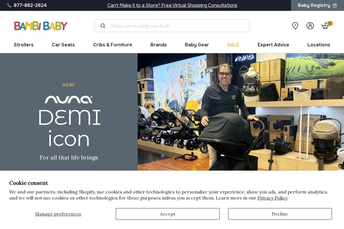BambiBaby.com - Strollers, Car Seats, & Cribs Baby Store homepage screenshot