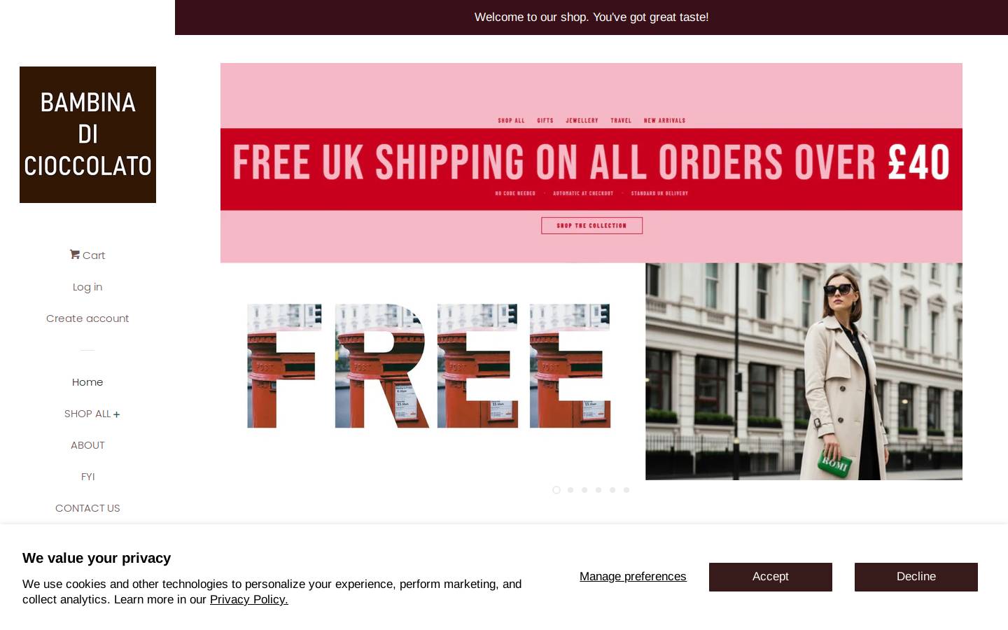 Bambinadicioccolato homepage screenshot