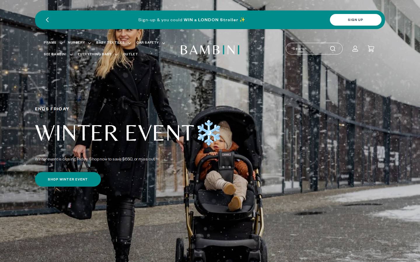 bambiniprams.com.au homepage screenshot