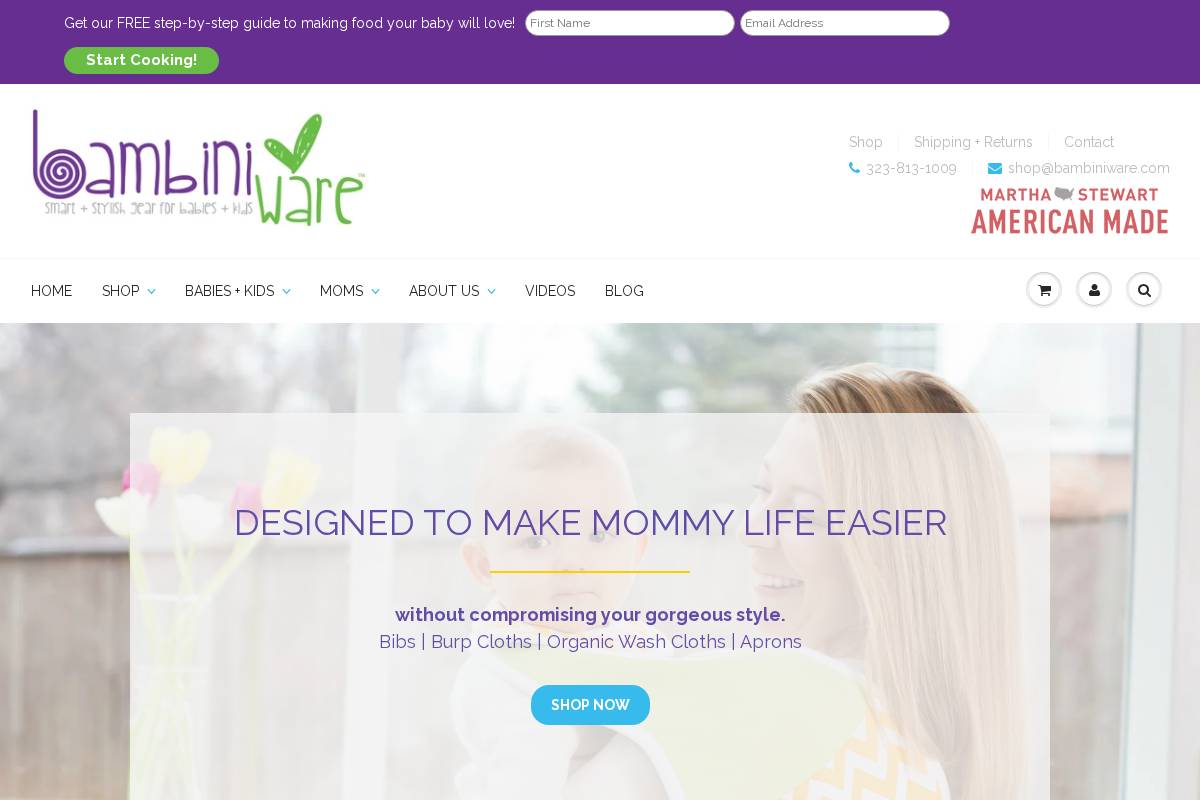 bambiniware.com homepage screenshot