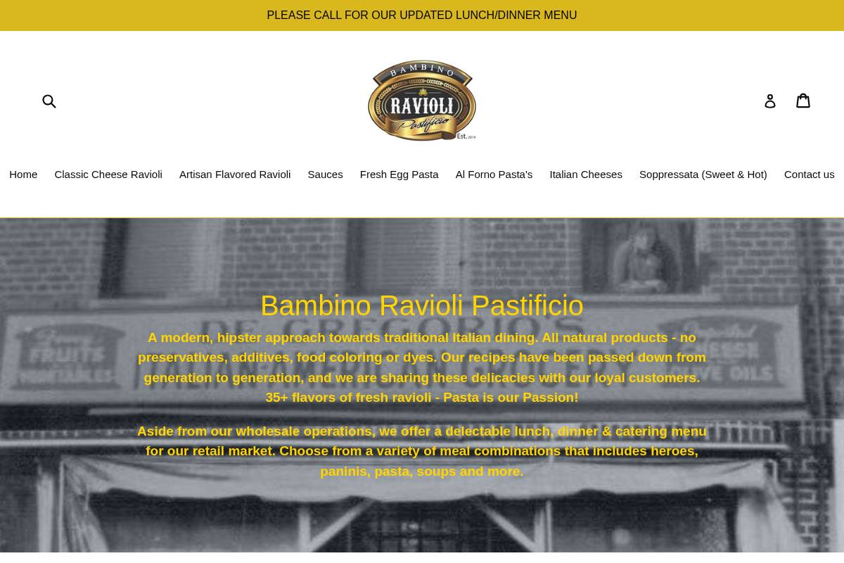 bambinoravioli.com homepage screenshot