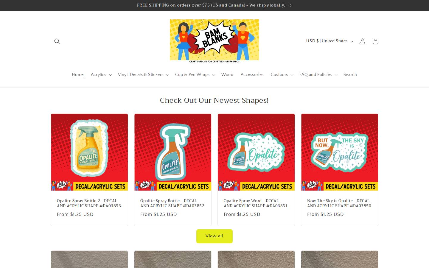 bamblanks.com homepage screenshot