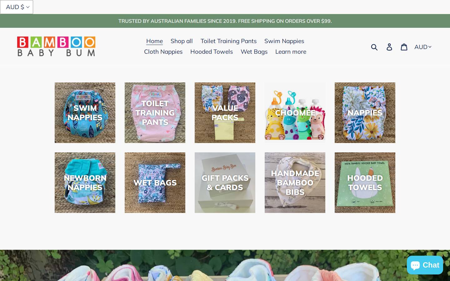 bamboobabybum.com homepage screenshot