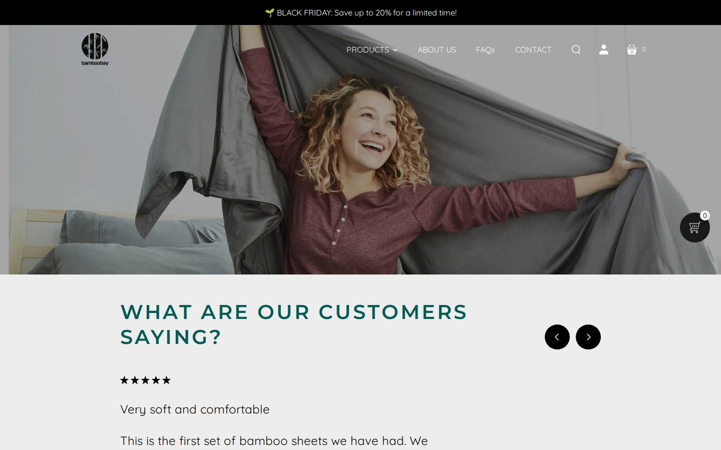 bamboobaysheets.com homepage screenshot