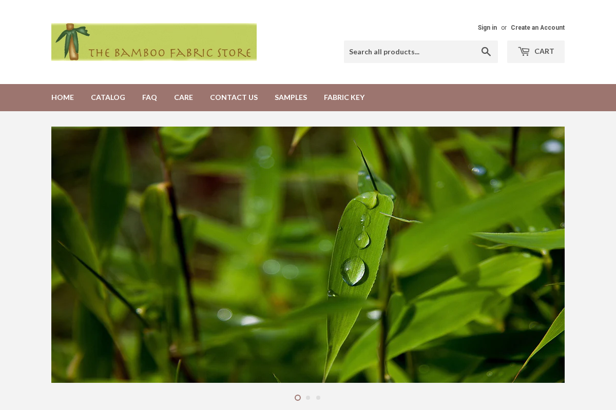 Bamboo Fabric Store homepage screenshot