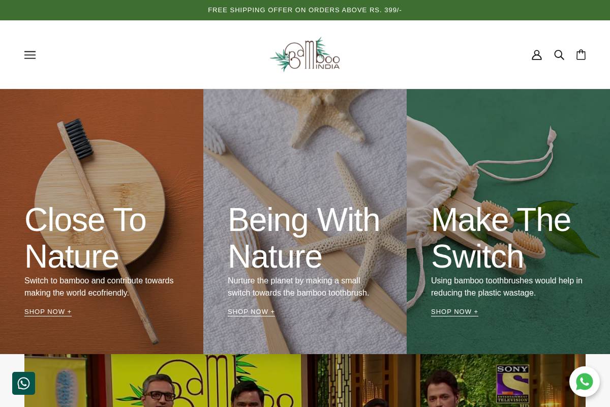 bambooindia.com homepage screenshot