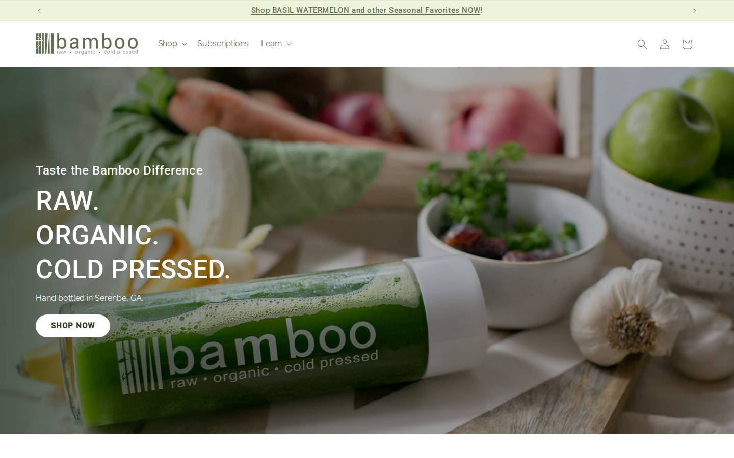 bamboojuices.com homepage screenshot