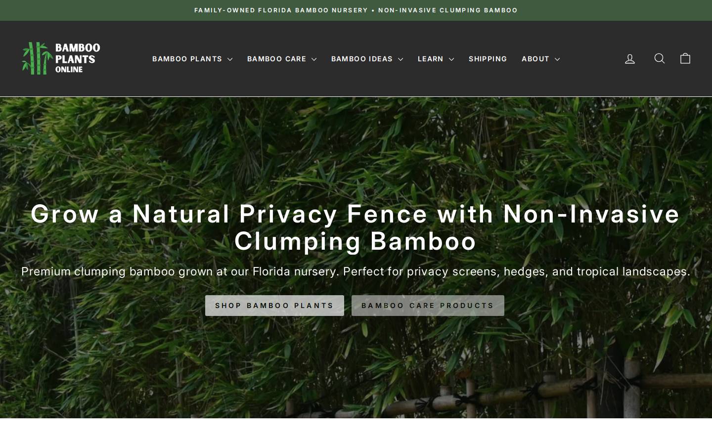 bambooplantsonline.com homepage screenshot