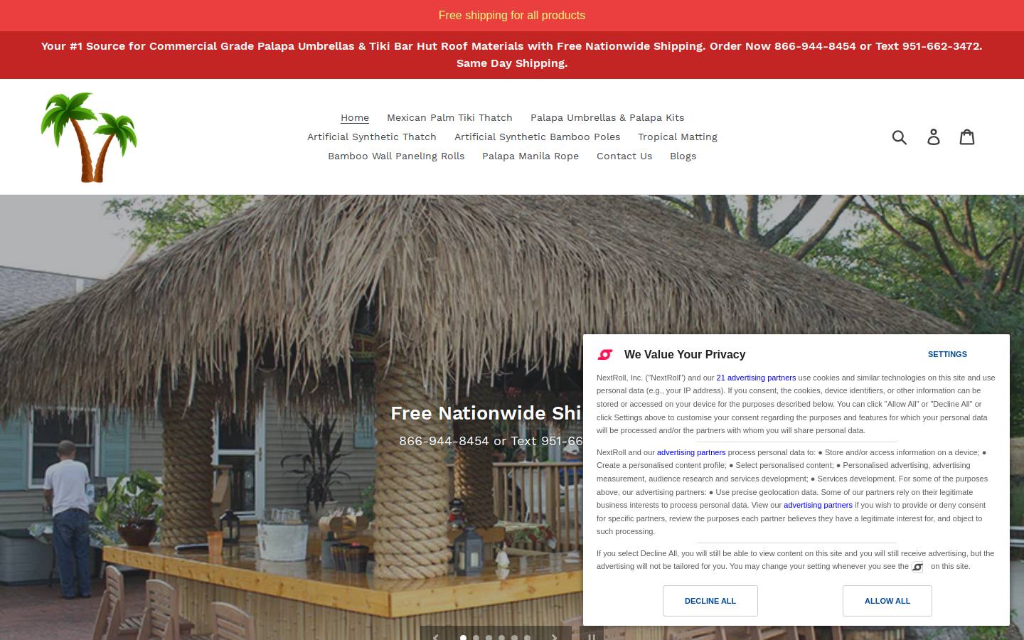 bamboopoleforsale.com homepage screenshot