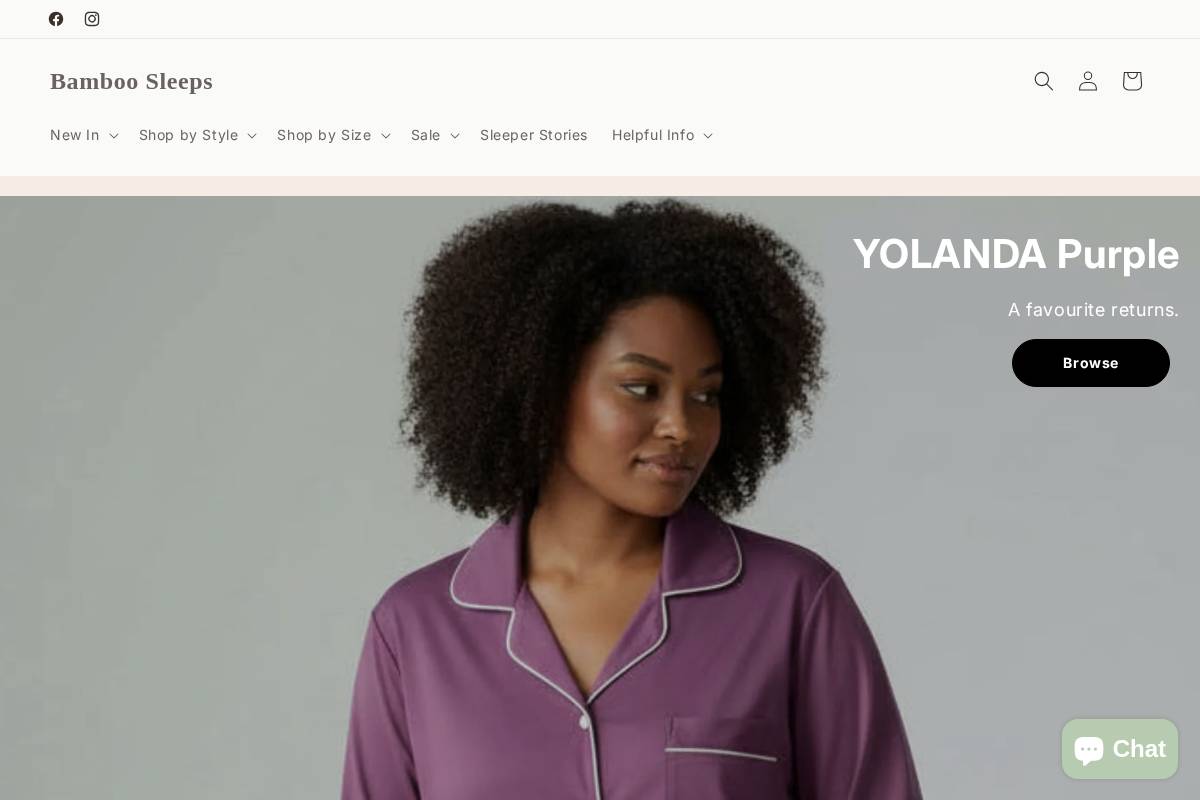 bamboosleeps.com homepage screenshot