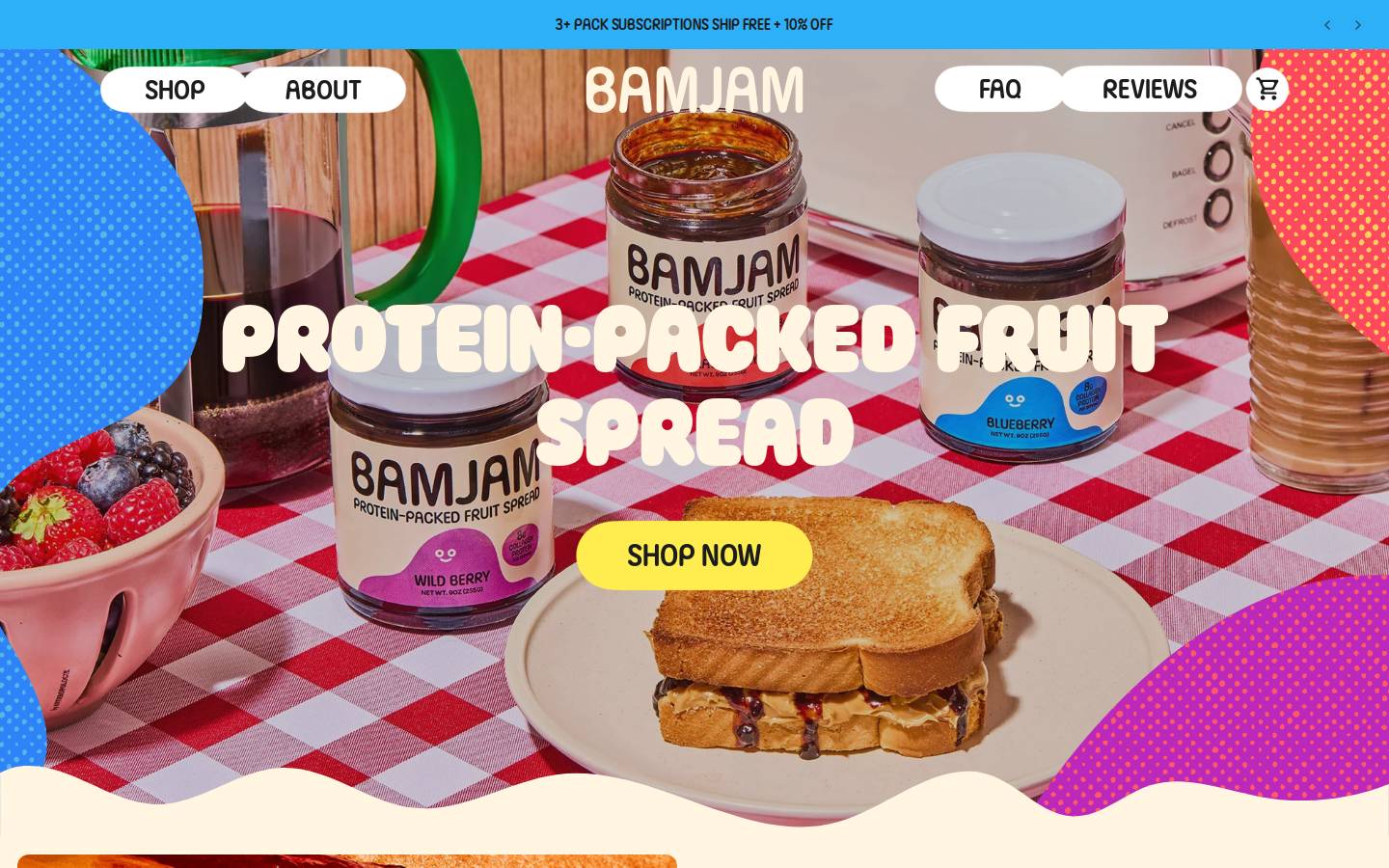 bamjamprotein.com homepage screenshot