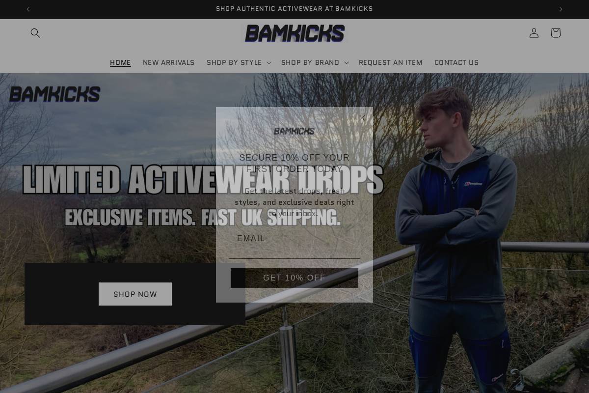 Bamkicks homepage screenshot