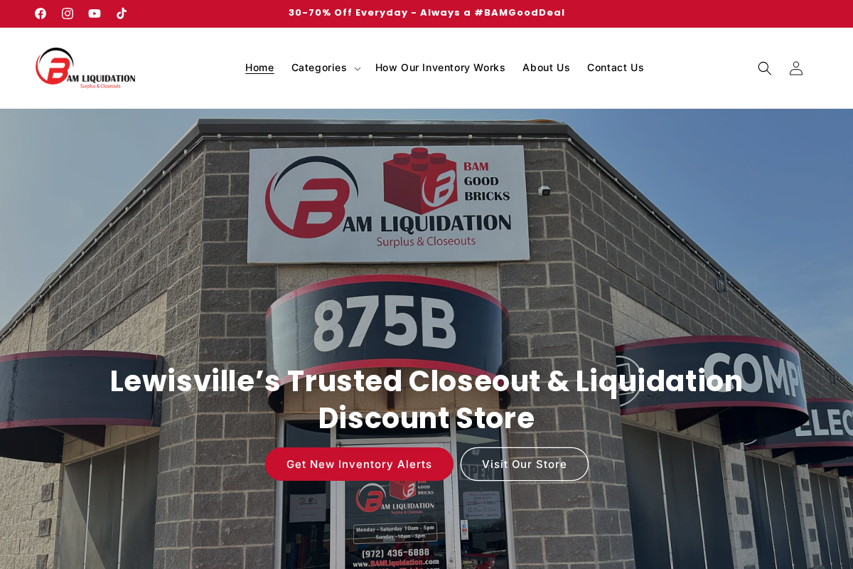 bamliquidation.com homepage screenshot