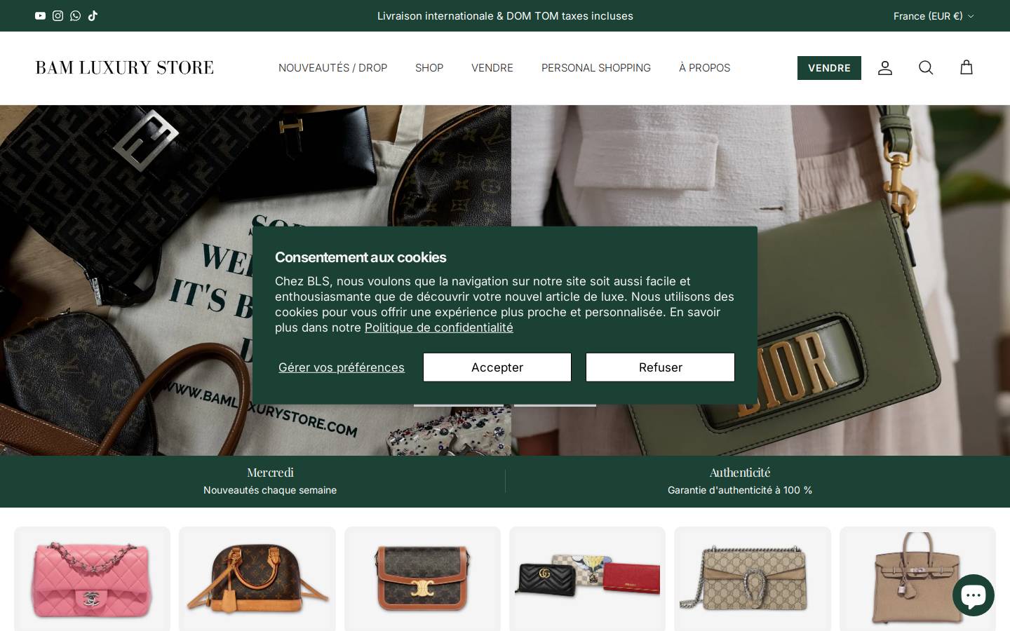 Bamluxurystore homepage screenshot
