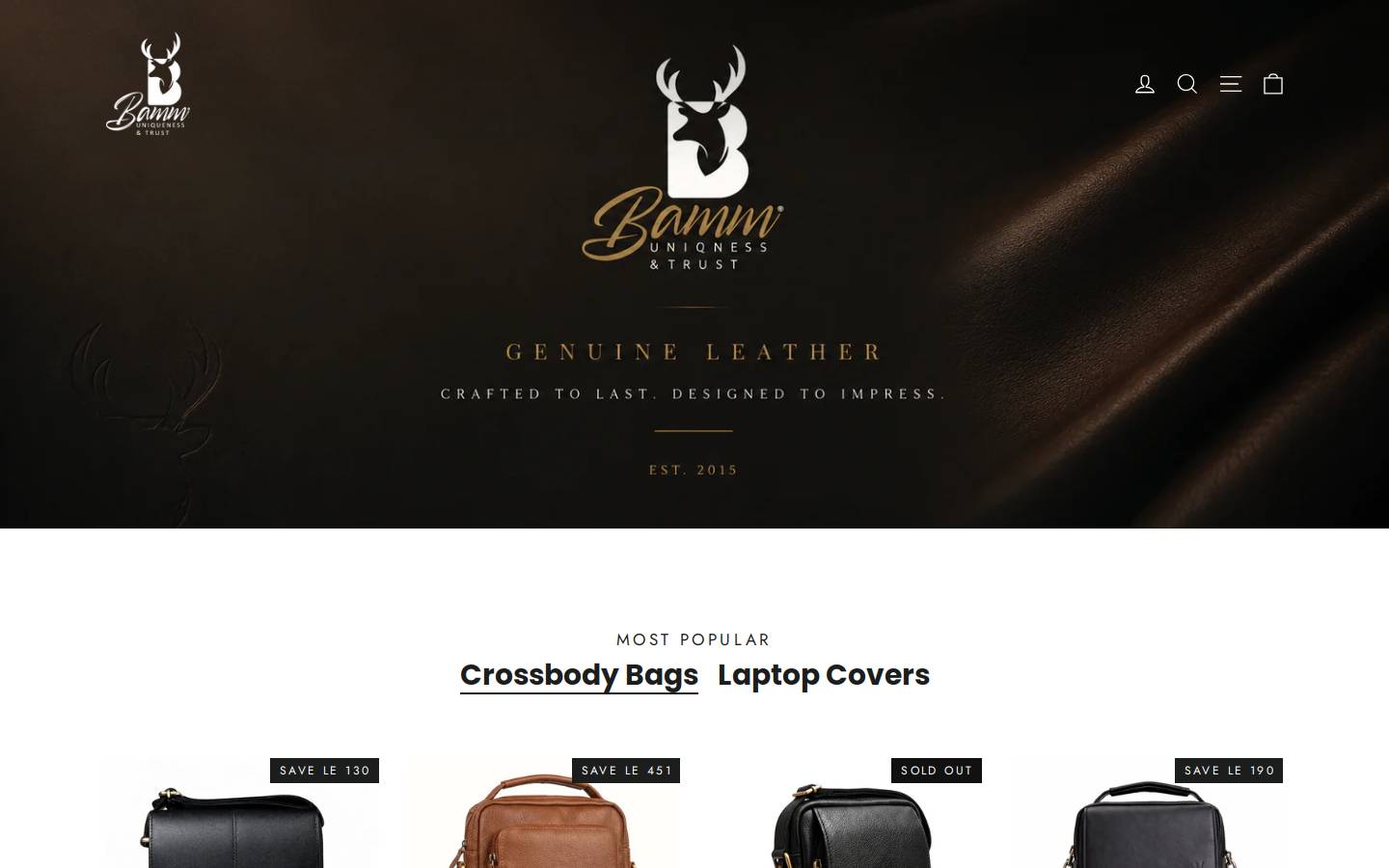 bammbags.com homepage screenshot
