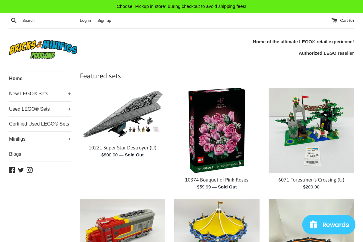 Bricks & Minifigs - Pearland homepage screenshot