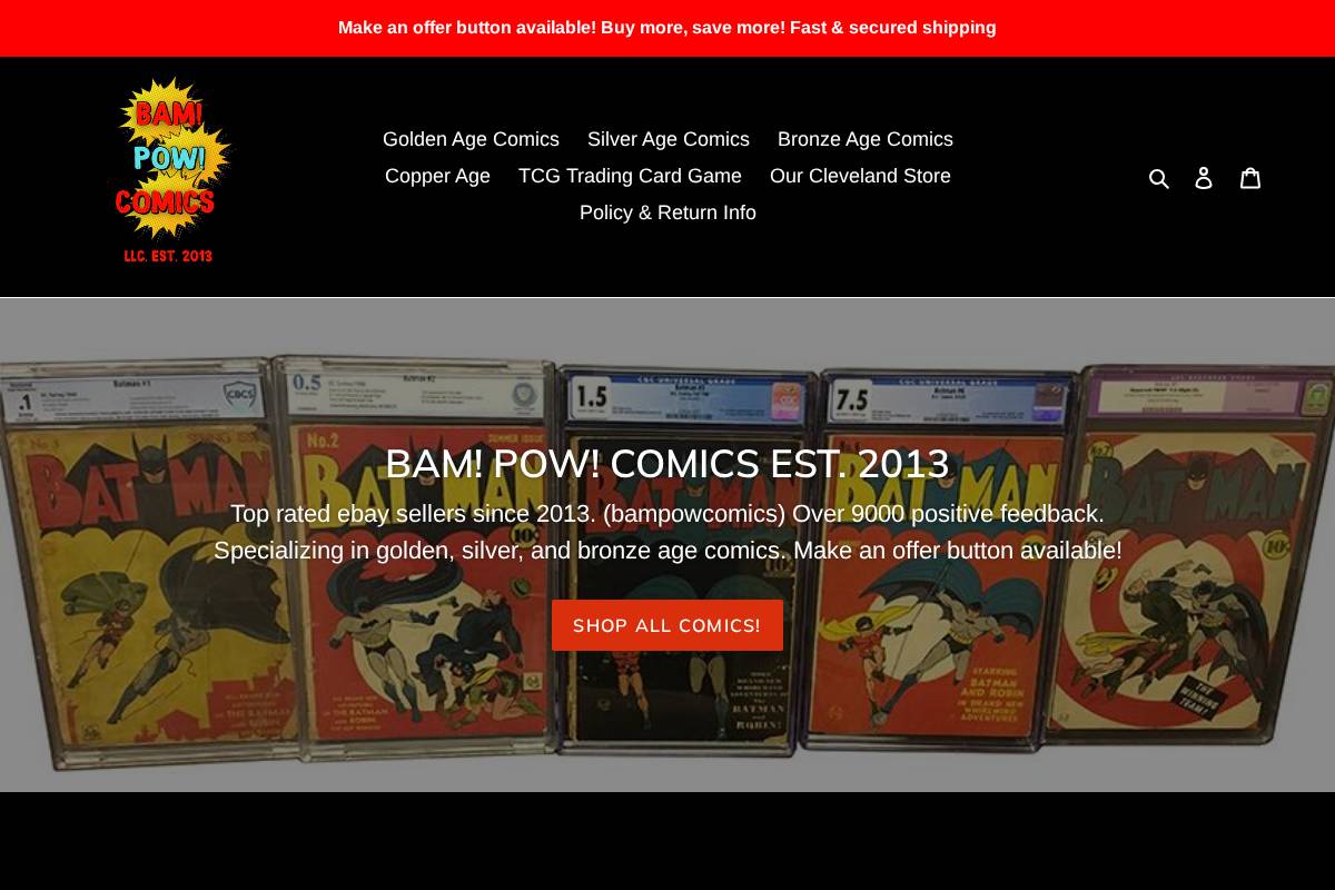 bampowcomics.org homepage screenshot