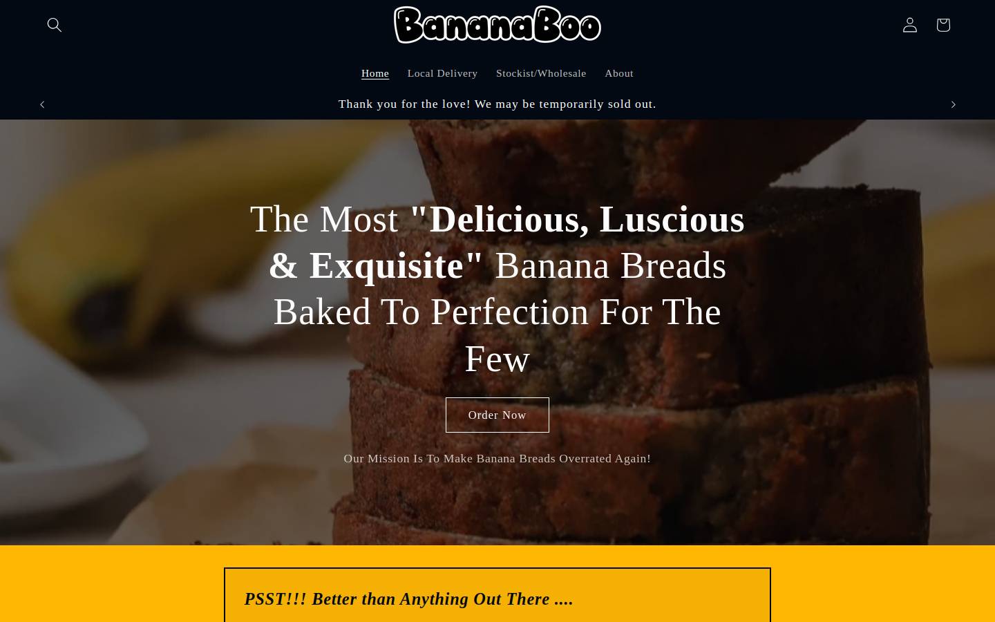 bananaboo.com.au homepage screenshot