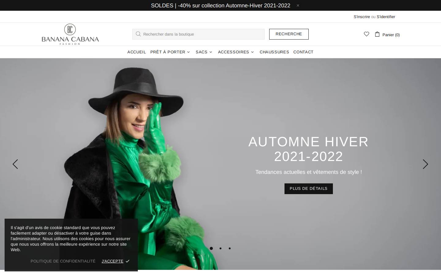 Banana Cabana Fashion homepage screenshot
