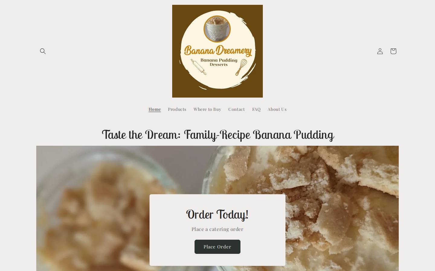 bananadreamery.com homepage screenshot