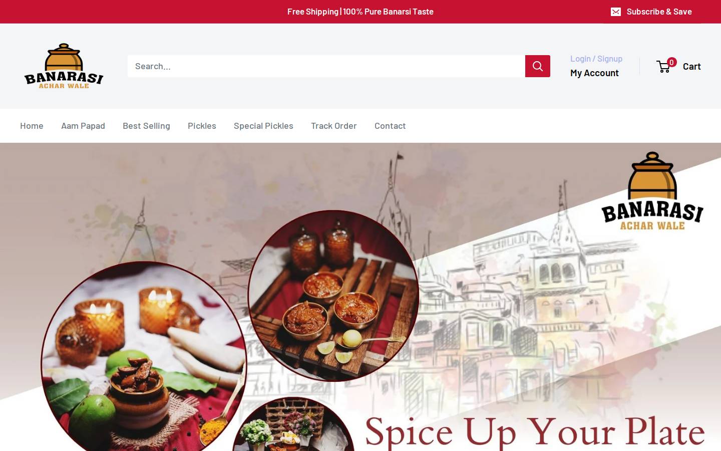 banarasiacharwale.com homepage screenshot