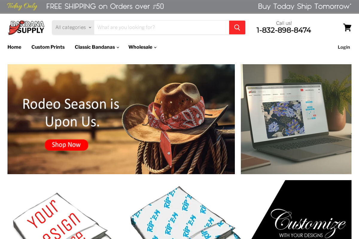 bandanasupply.com homepage screenshot