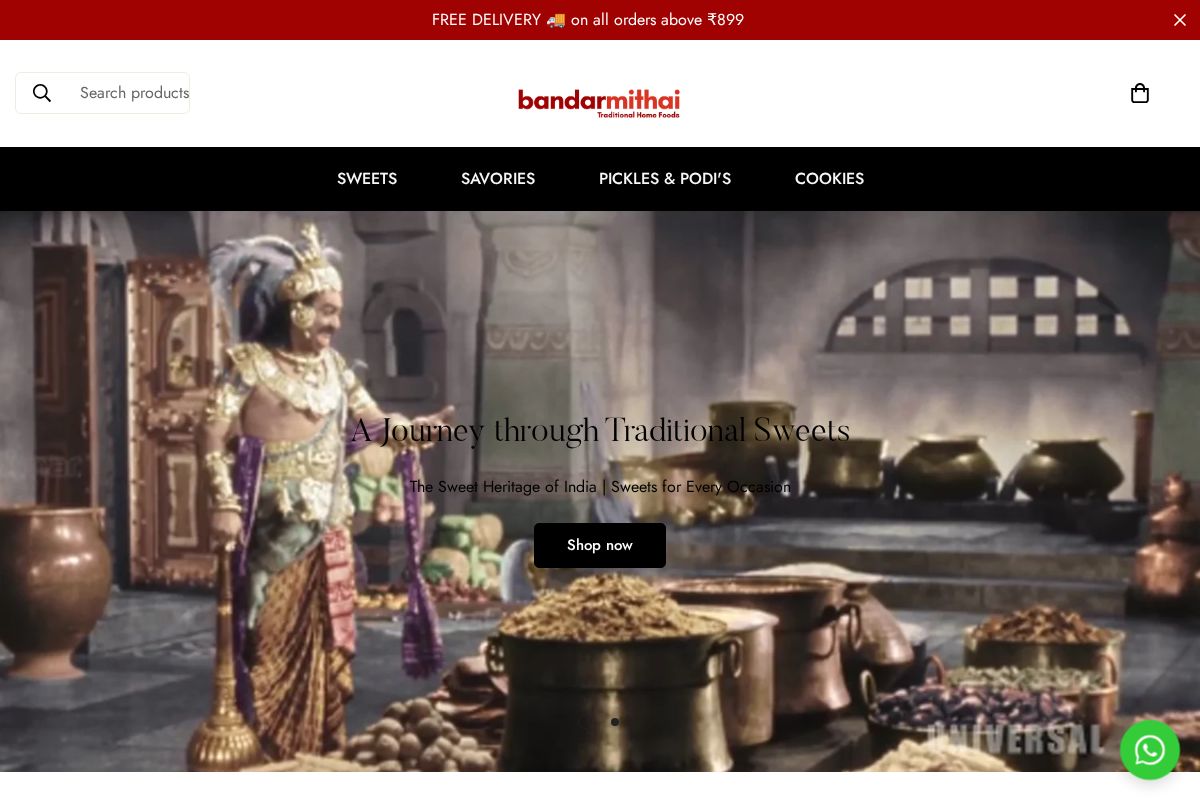 Bandar Mithai Traditional Home Foods homepage screenshot