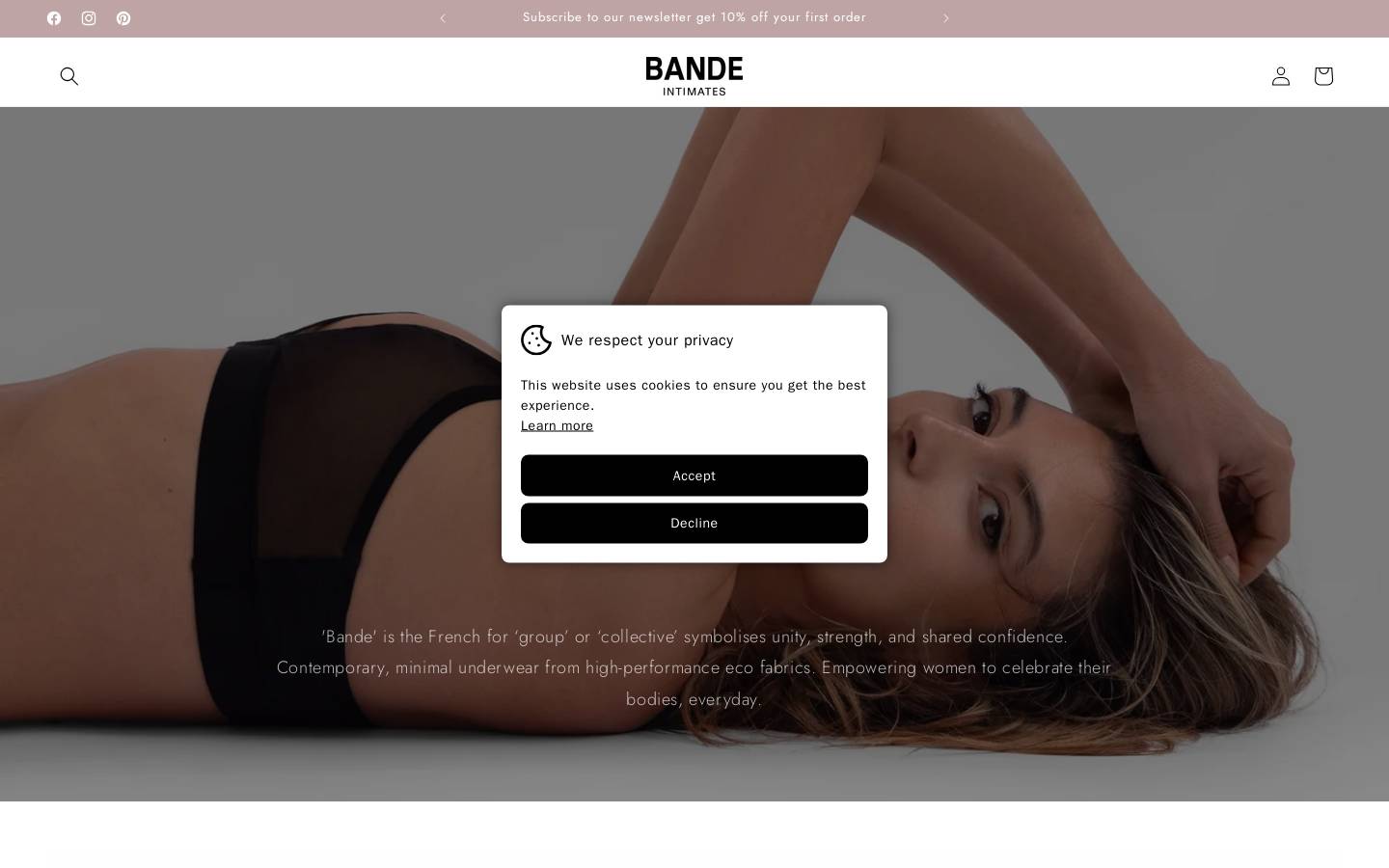 bandeintimates.com homepage screenshot
