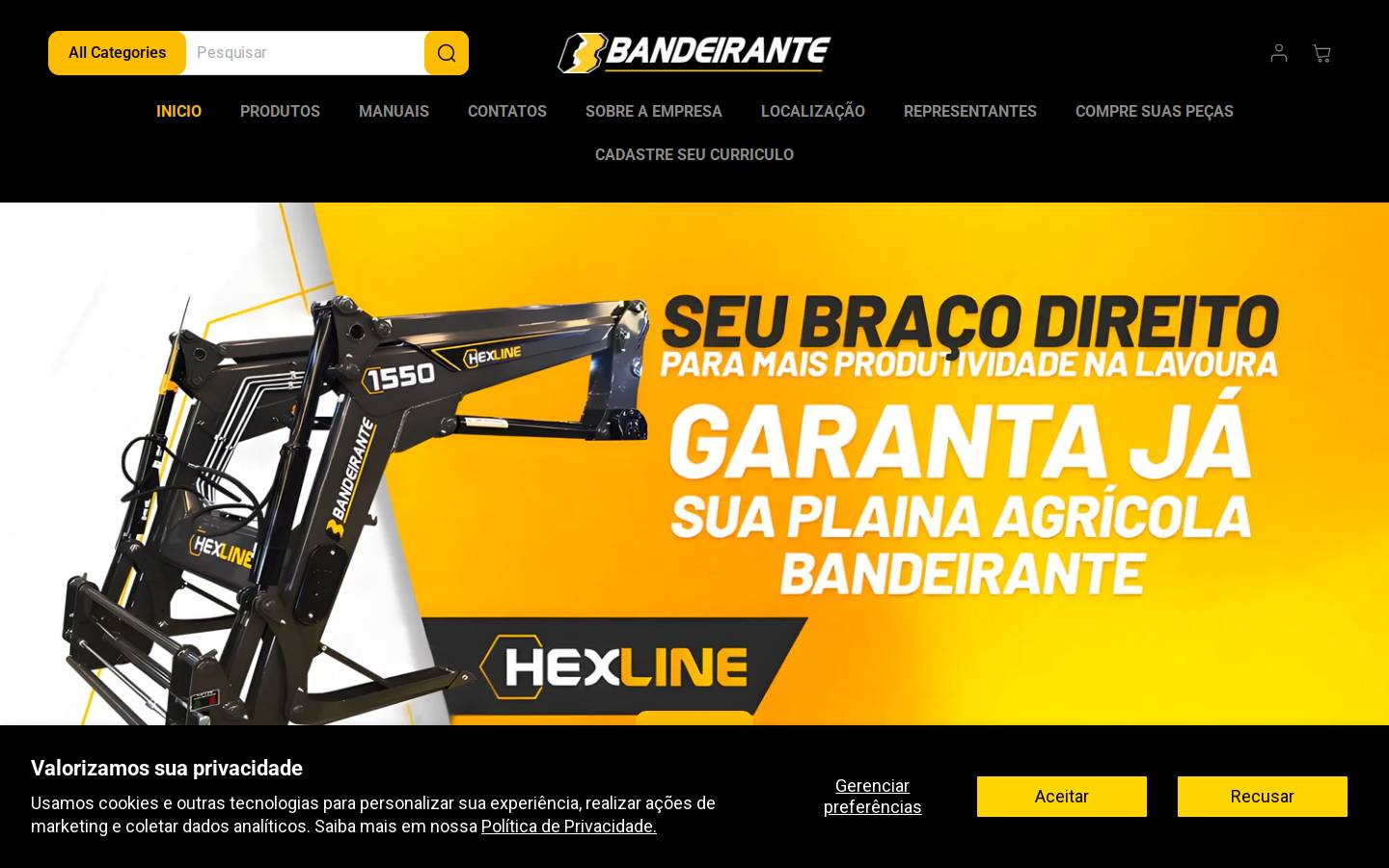 bandeirantemaquinas.com.br homepage screenshot