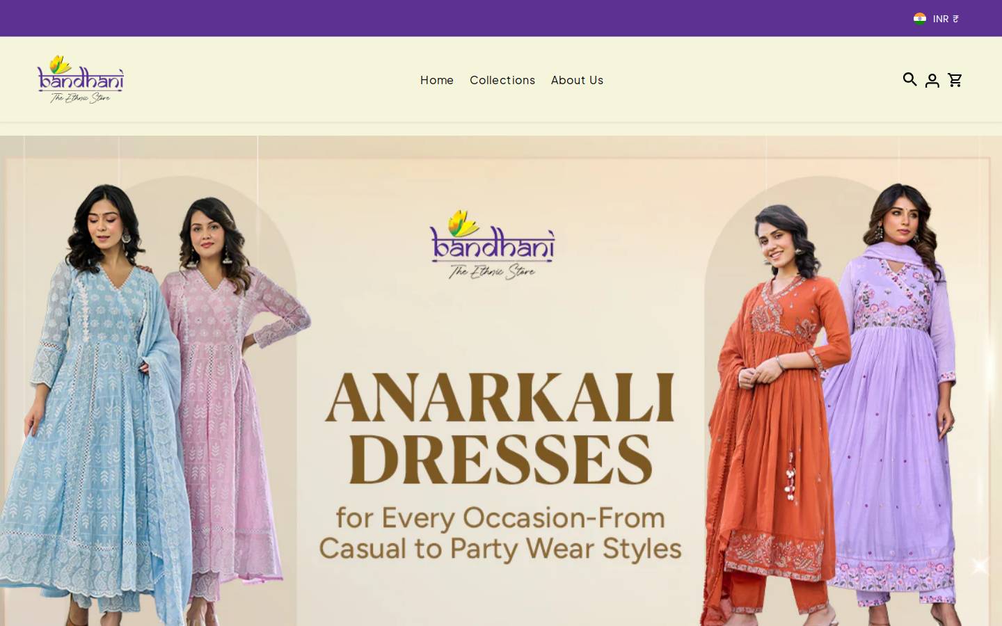 Bandhaniethnic homepage screenshot