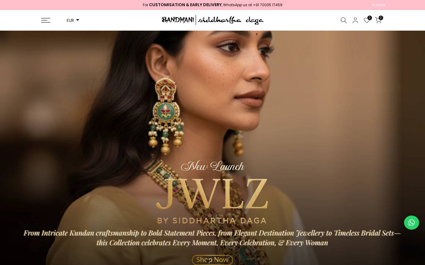 bandhaniindia.com homepage screenshot