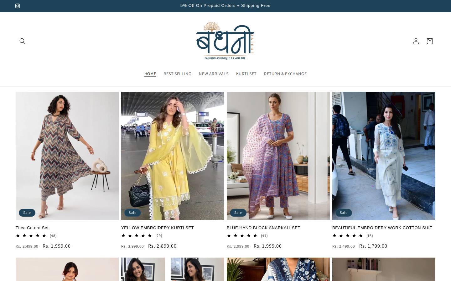 bandhanijaipur.com homepage screenshot