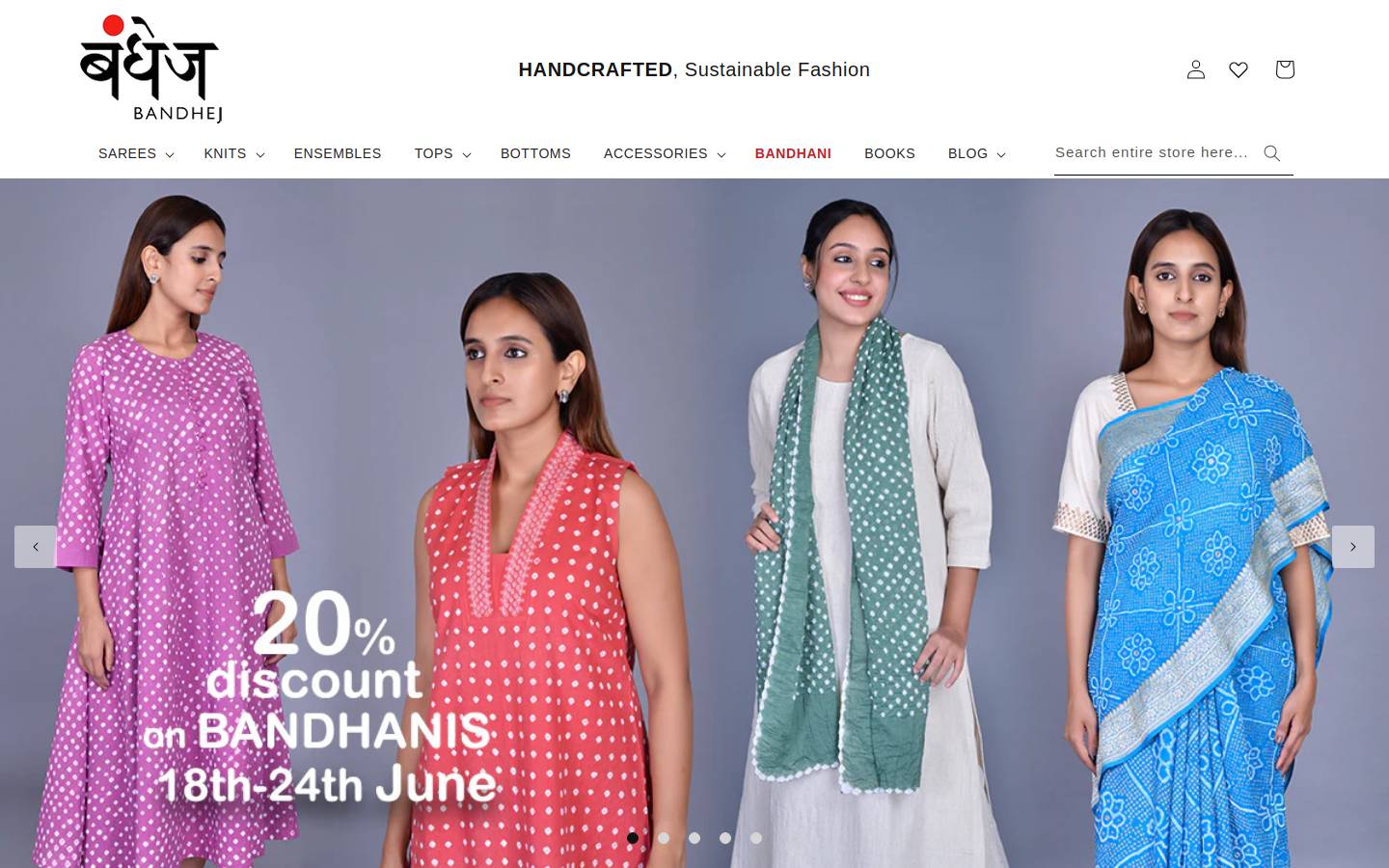 bandhej.com homepage screenshot